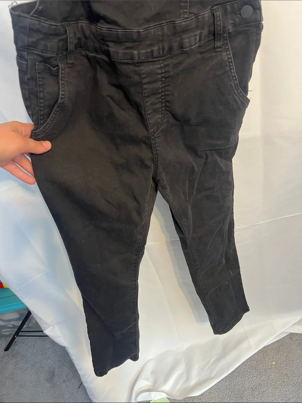 Free People Washed denim black overalls